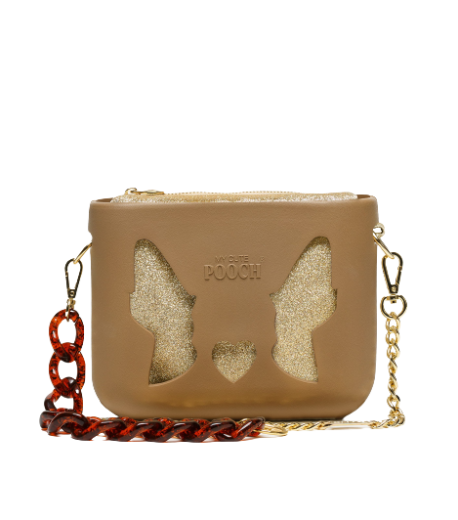 Mala de Ombro Pooch Mini Cutout Camel Glitter Dourado - MyCutePooch | Mala de Ombro Pooch Mini Cutout Camel Glitter Dourado | MISSCATH