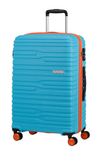 Mala de Viagem Média 68cm 4 Rodas Azul/Laranja