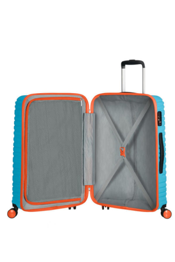 Mala de Viagem Média 68cm 4 Rodas Azul/Laranja