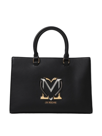 Mala Ombro Heart Plaque Preta - Love Moschino | Mala Ombro Heart Plaque Preta | MissCath