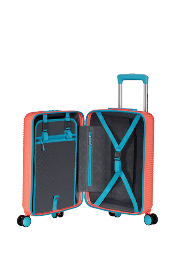 Mala de Cabine 52cm 4 Rodas Coral/Azul