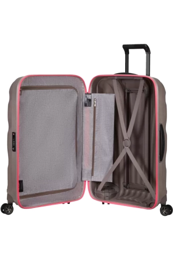 Mala de Viagem C-Lite Média 69cm 4 Rodas Pérola / Fuchsia