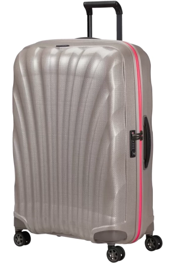 Mala de Viagem C-Lite Grande 75cm 4 Rodas Pérola / Fuchsia